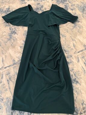 Grace Karin Teal Midi Dress with Flutter Sleeves